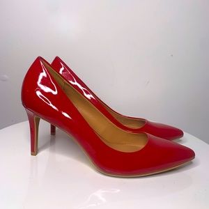 Red Calvin Klein Pointy Toe Pumps